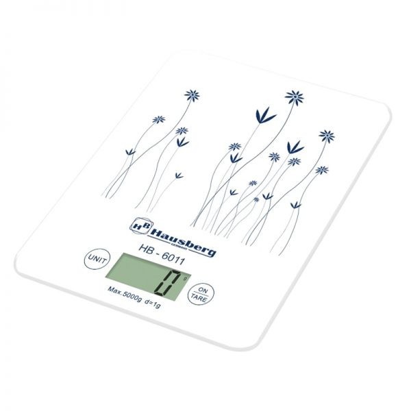 Cantar de bucatarie Hausberg HB-6011, LCD, Capacitate 5KG, Alb