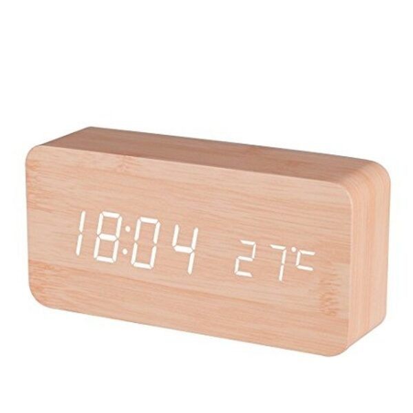 Ceas digital VST862 de birou, aspect lemn, USB