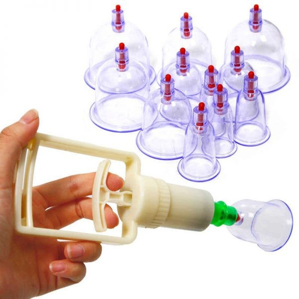 Ventuze cu vacuum pentru masaj, 12 piese, pompa inclusa
