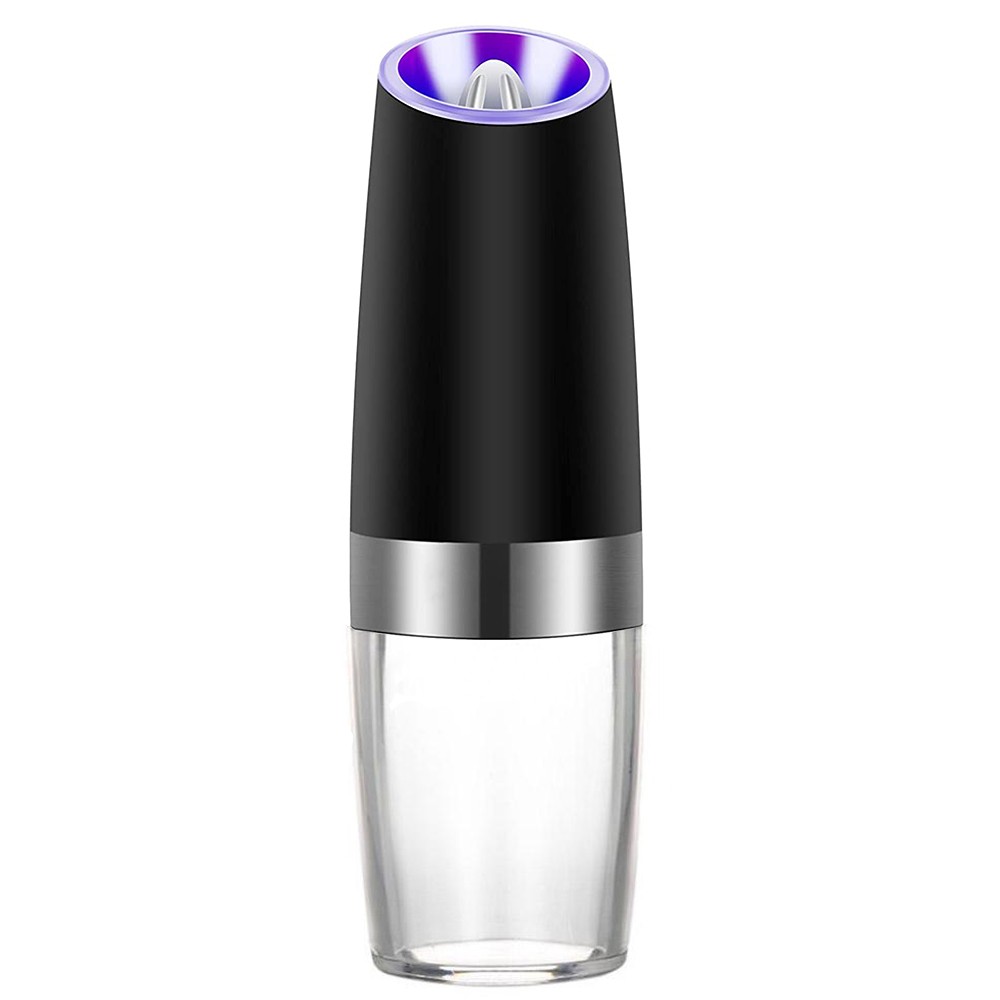 Rasnita electrica cu LED, mecanism ceramica, pentru sare si piper, negru-argintiu