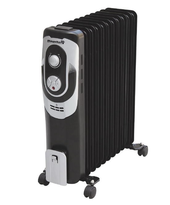 Calorifer electric Hausberg HB 8910, 2000 W, 9 elementi, 3 nivele de putere, termostat reglabil 