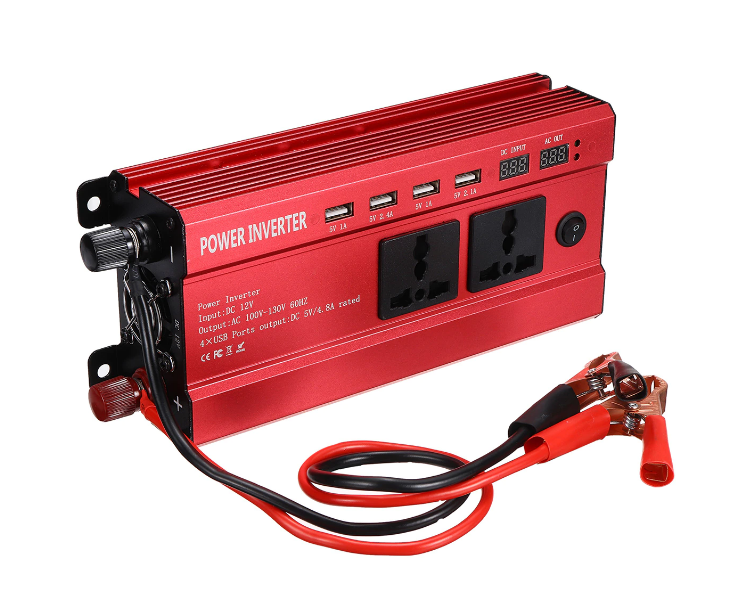 Invertor Auto 2000 W, 24V, Display Dublu cu 4 Mufe USB, 2 Iesiri