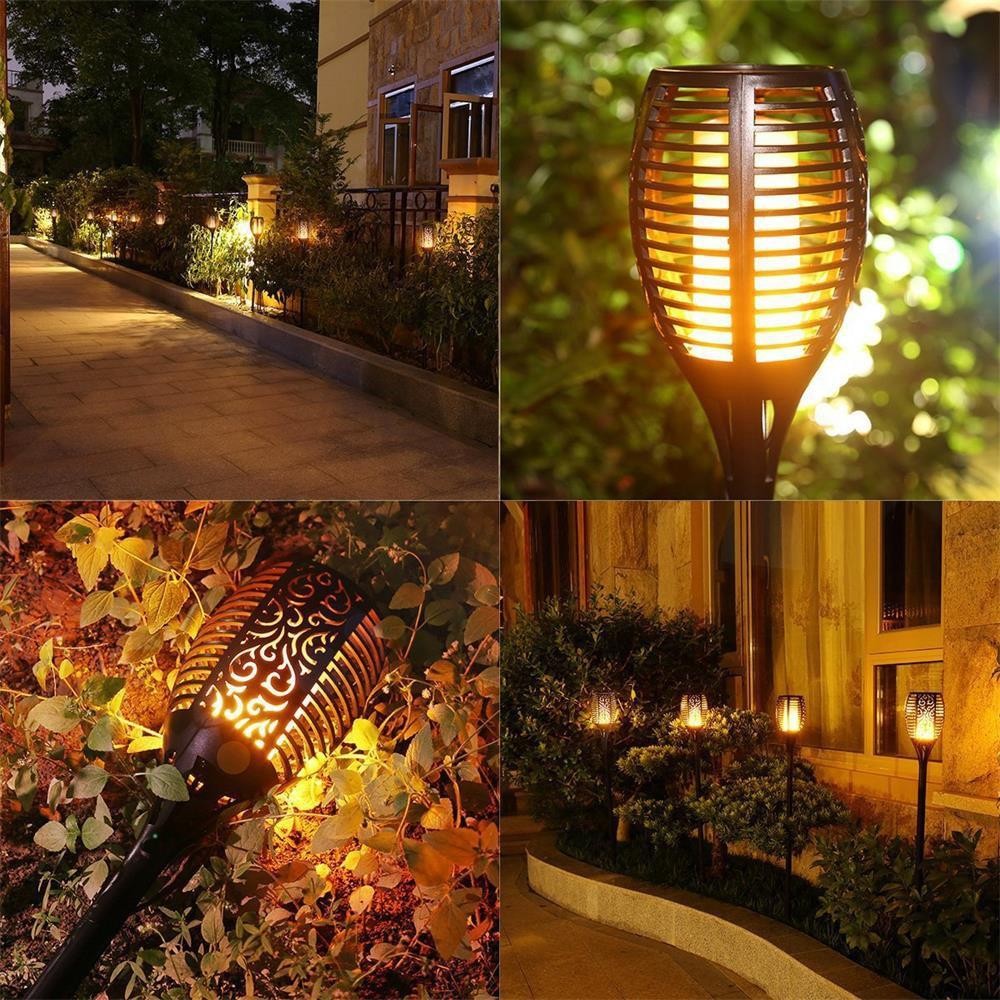 Lampa Solara LED pentru Curte sau Gradina cu Efect Real de Flacara Torta