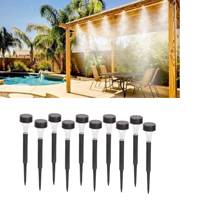 KIT RACIRE TERASA, GRADINA SAU BALCON 10M + Set 10 lampi solare de gradina 