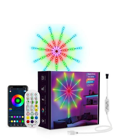Lumini tip artificii, inteligente, LED, RGB, vibrante pe muzica, cu telecomandă și control din smartphone 