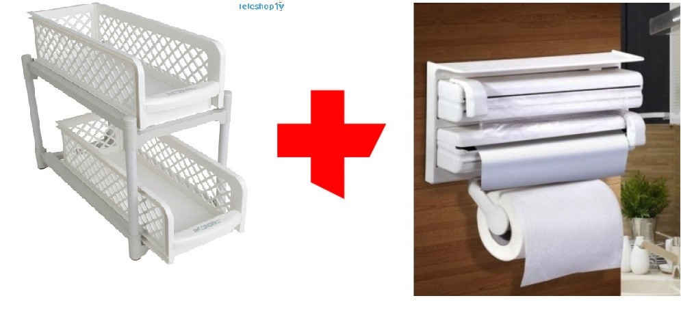 Oferta Dispenser de bucatarie pentru hartie + Organizator 2 nivele pliabil CADOU!