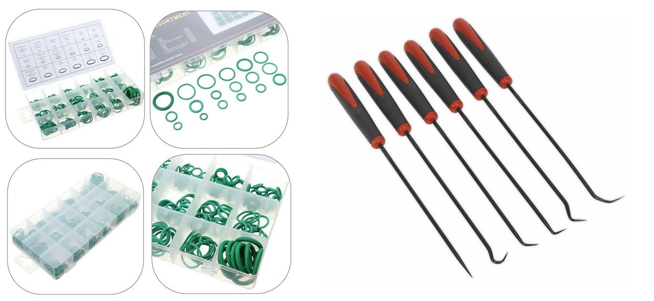 Pachet promotional Set garnituri frigotehnice O-ring pentru aer 279 piese + Set carlige lungi, 6 piese