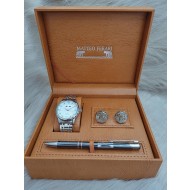 Set cadou pentru barbati, ceas, butoni si pix metalic, Matteo Ferari